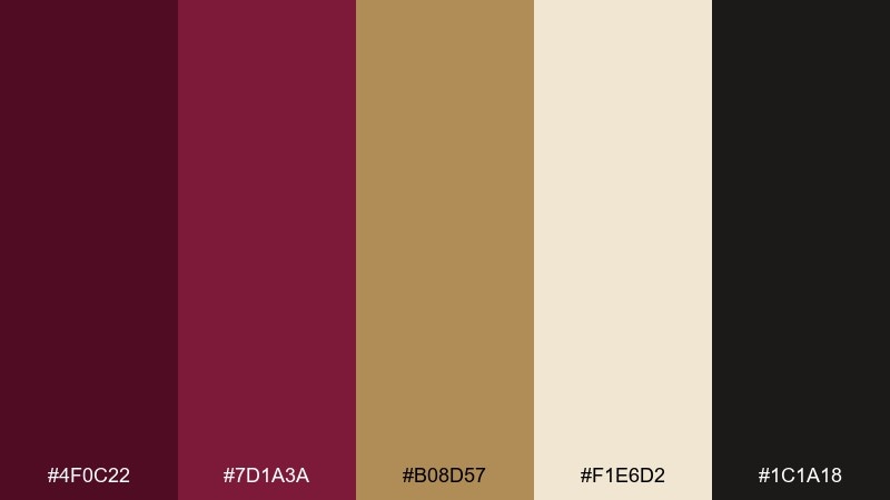 garnet gold luxe color palette with hex codes