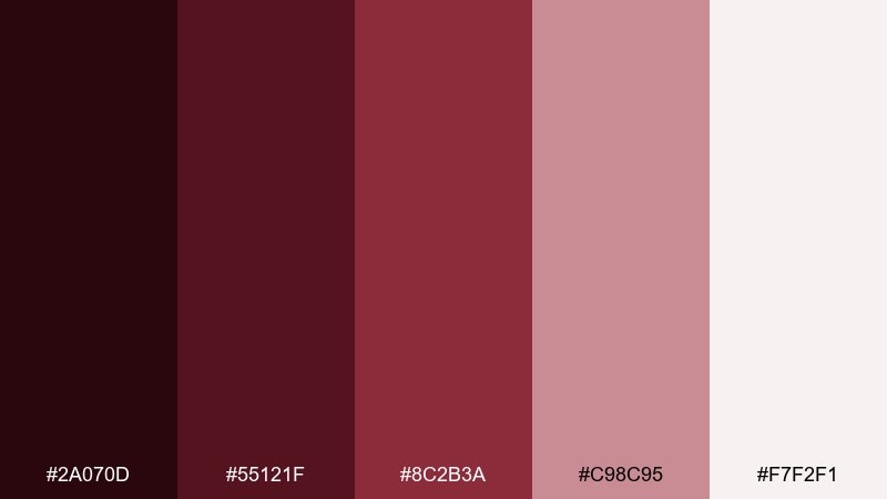 garnet nightfall dark red wine color palette with hex codes