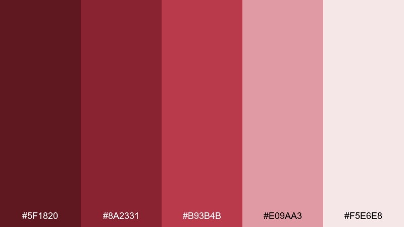 garnet velvet ruddy color palette with hex codes