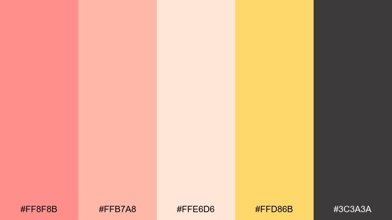 gelato pop salmon peach color palette with hex codes