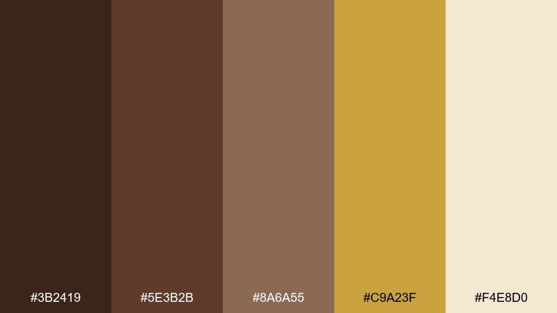 gilded cocoa chocolate brown color palette with hex codes