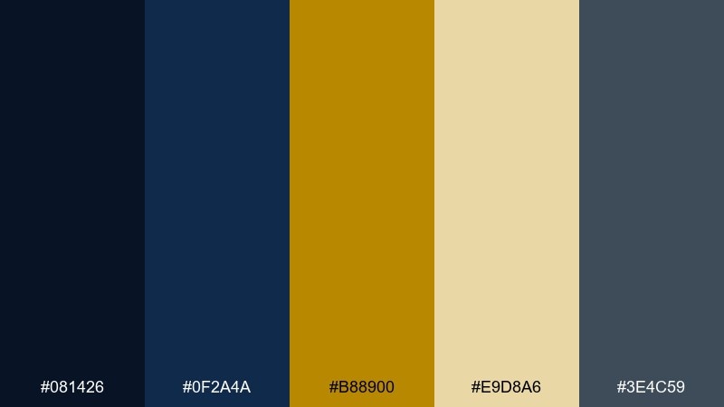 gilded midnight color palette with hex codes