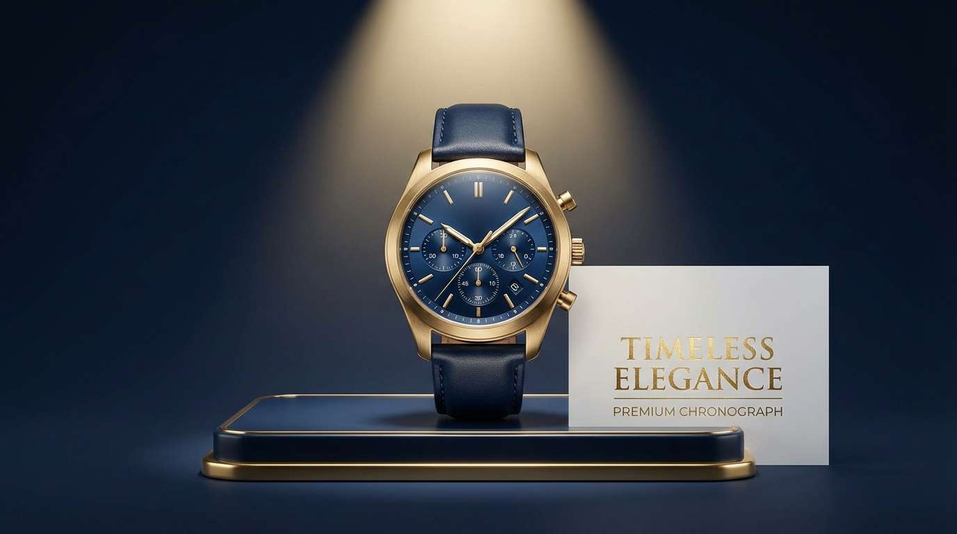 luxury watch ad in navy