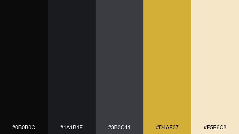 gilded noir color palette with hex codes