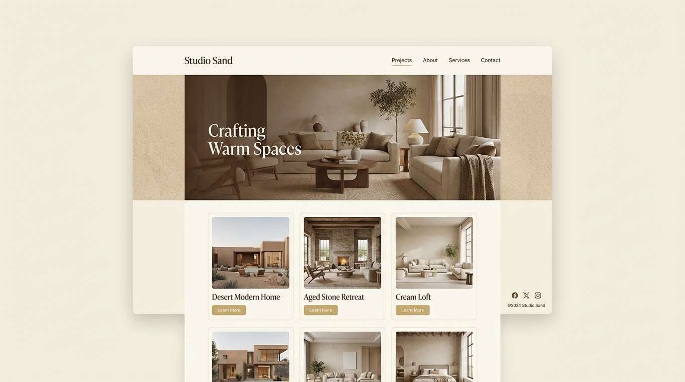 warm interior portfolio ui