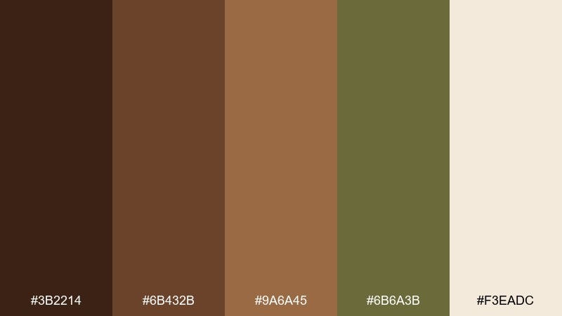 gingerbread olive chocolate color palette with hex codes