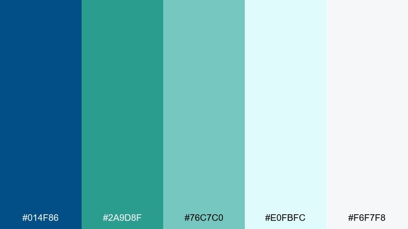glacier bay blue green teal color palette with hex codes