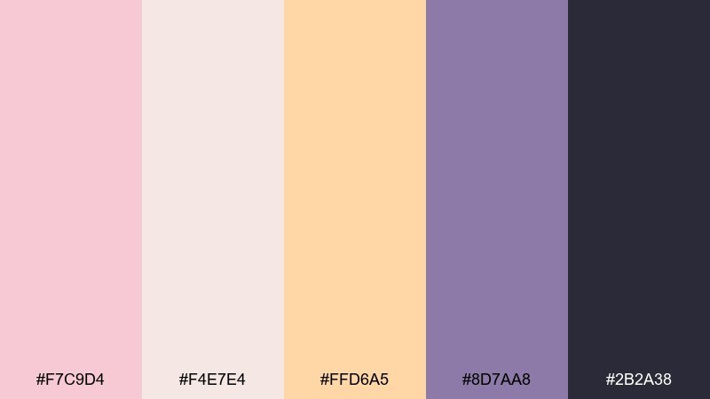 glacier blush mountain sunset color palette with hex codes