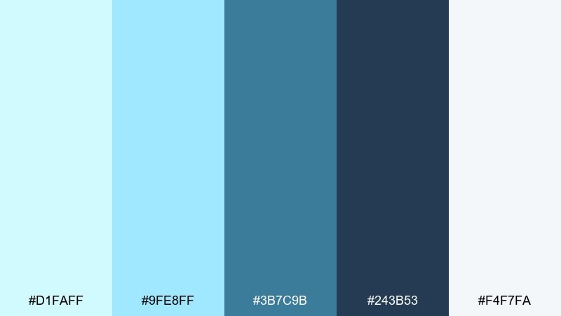 glacier denim contrast light cyan color palette with hex codes