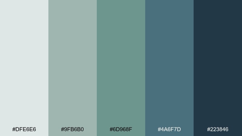 glacier fern gray green blue color palette with hex codes