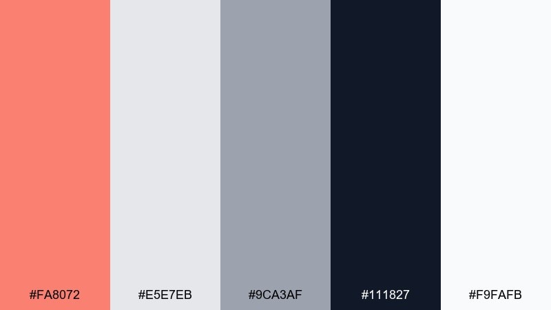 glacier gray balance salmon color palette with hex codes