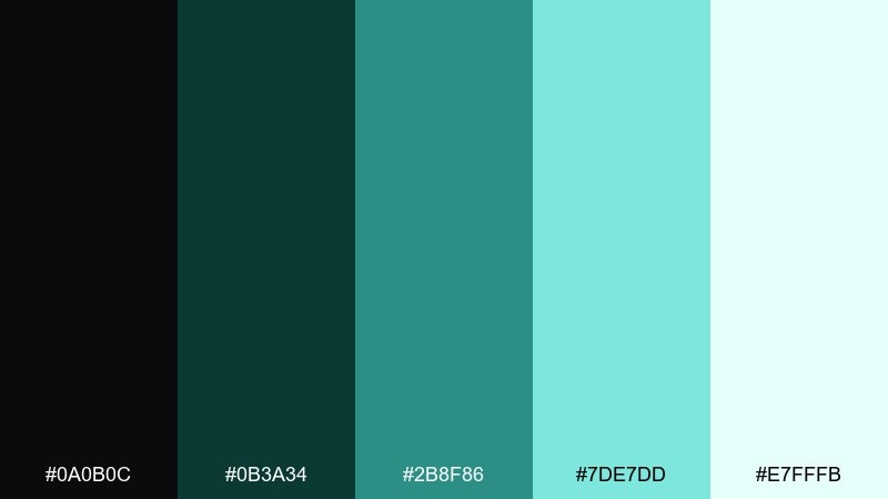 glacier green night color palette with hex codes