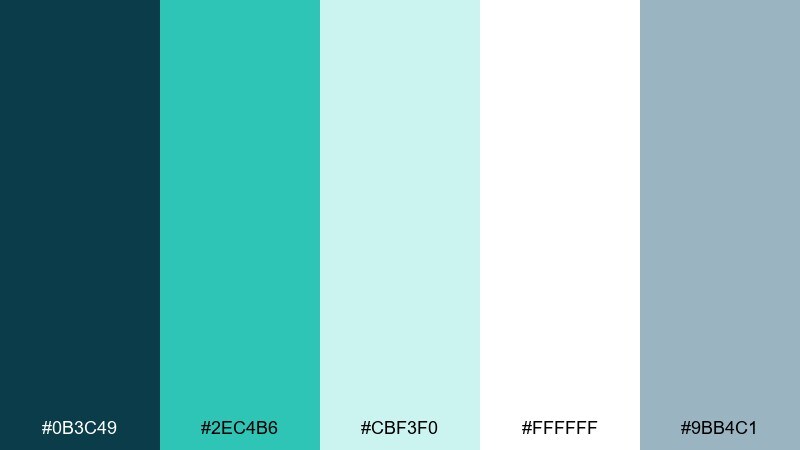 glacier mint color palette with hex codes