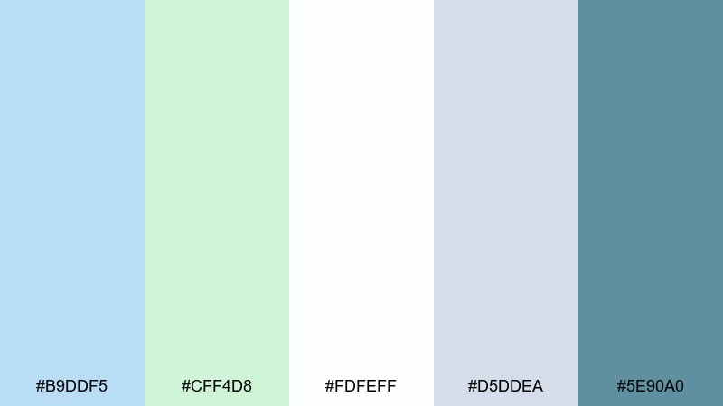 glacier pear gradient blue pastel green color palette with hex codes