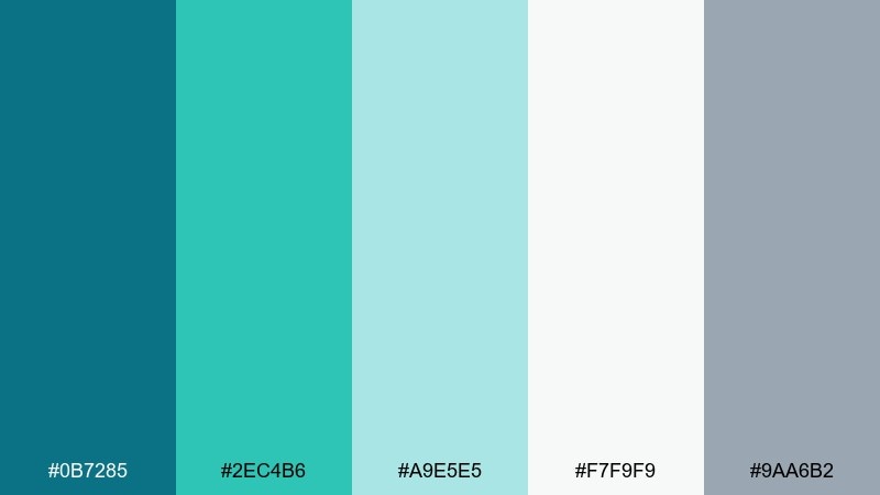 glacier teal color palette with hex codes