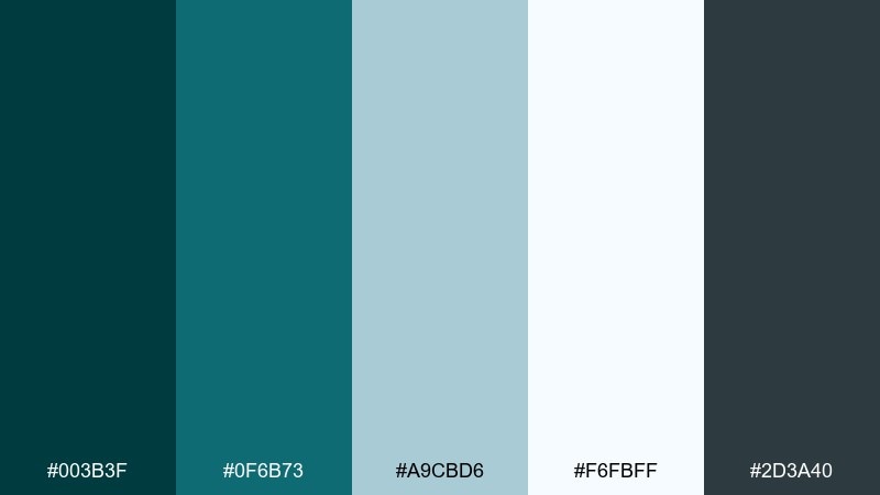 glacier type midnight green color palette with hex codes