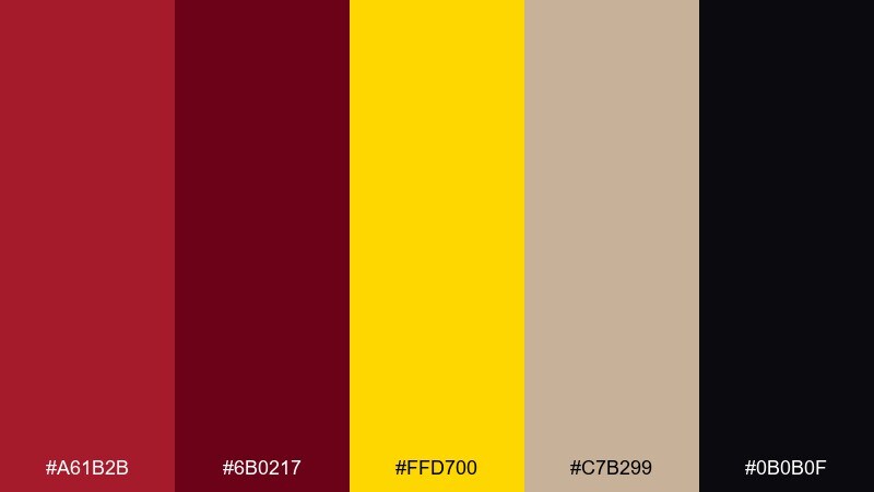 glam noir gold color palette with hex codes