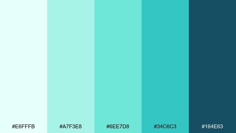 glass lagoon green light blue color palette with hex codes