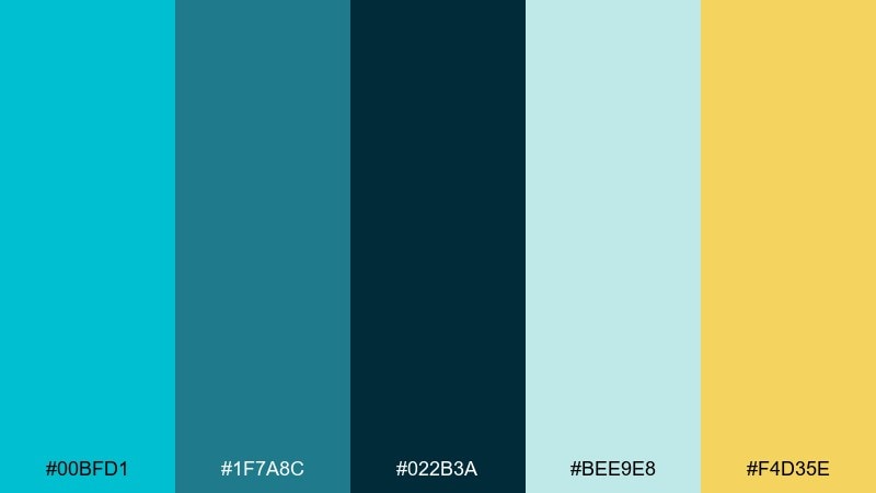 glassy reef color palette with hex codes