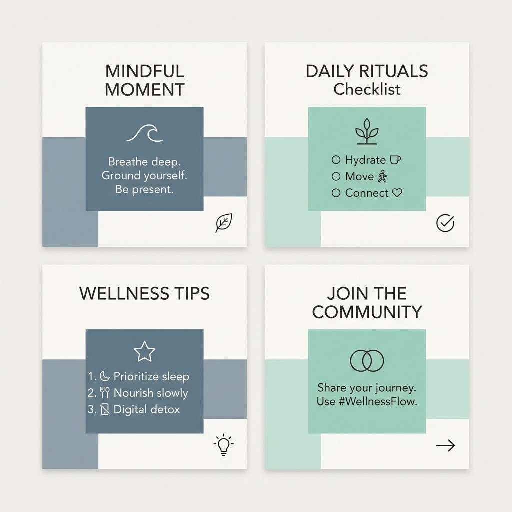 wellness social templates in sea glass