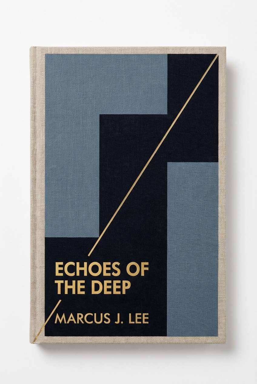 book cover in navy and brass