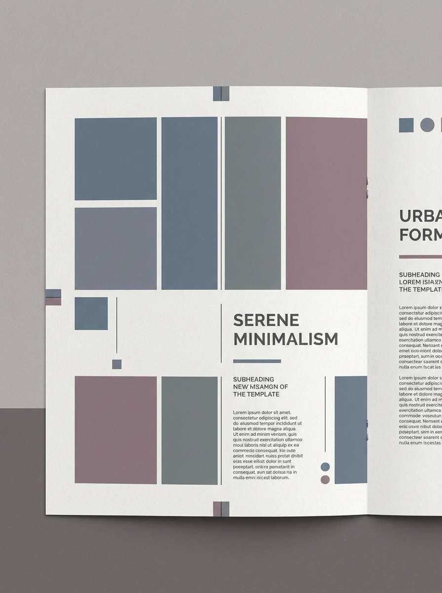 lookbook layout in steel and mauve