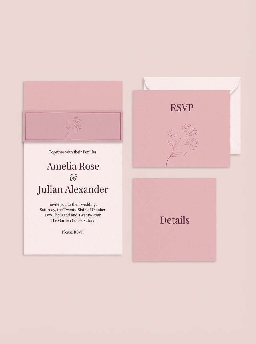 rose wedding invitation