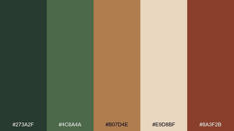 gnome cottage fairy forest color palette with hex codes