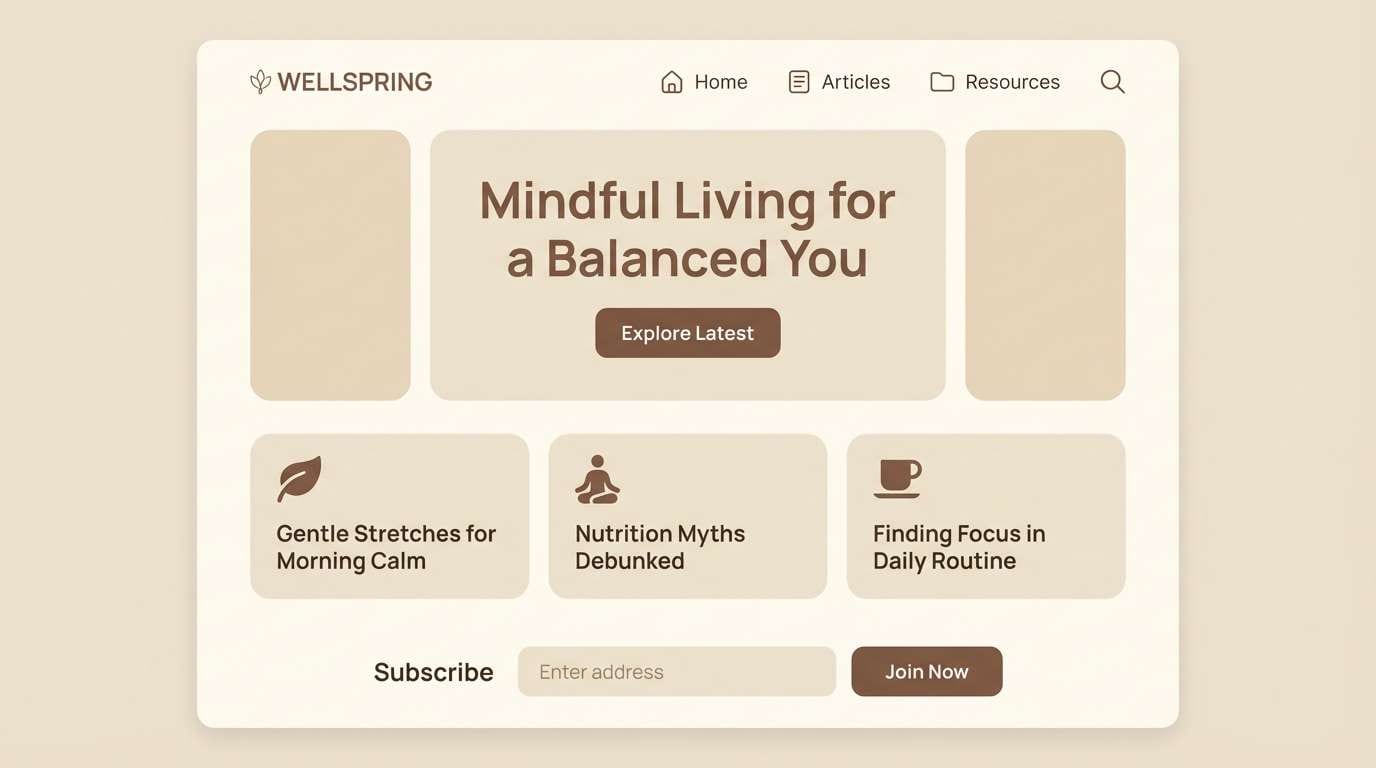 wellness blog ui mockup