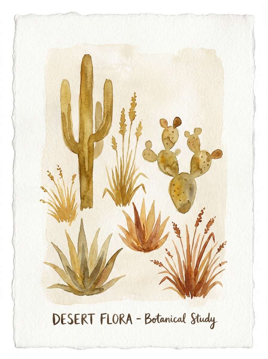 watercolor desert botanical poster