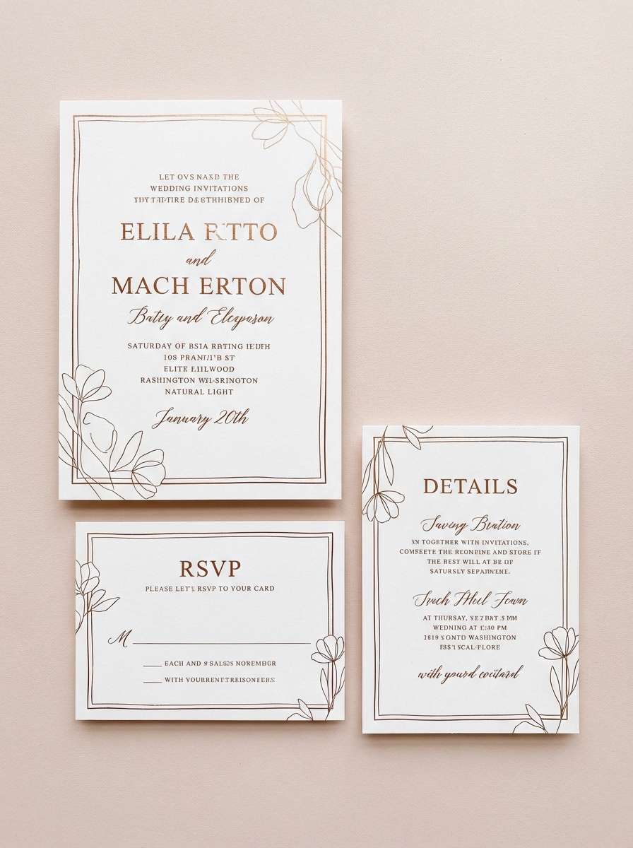 wedding invitation copper details