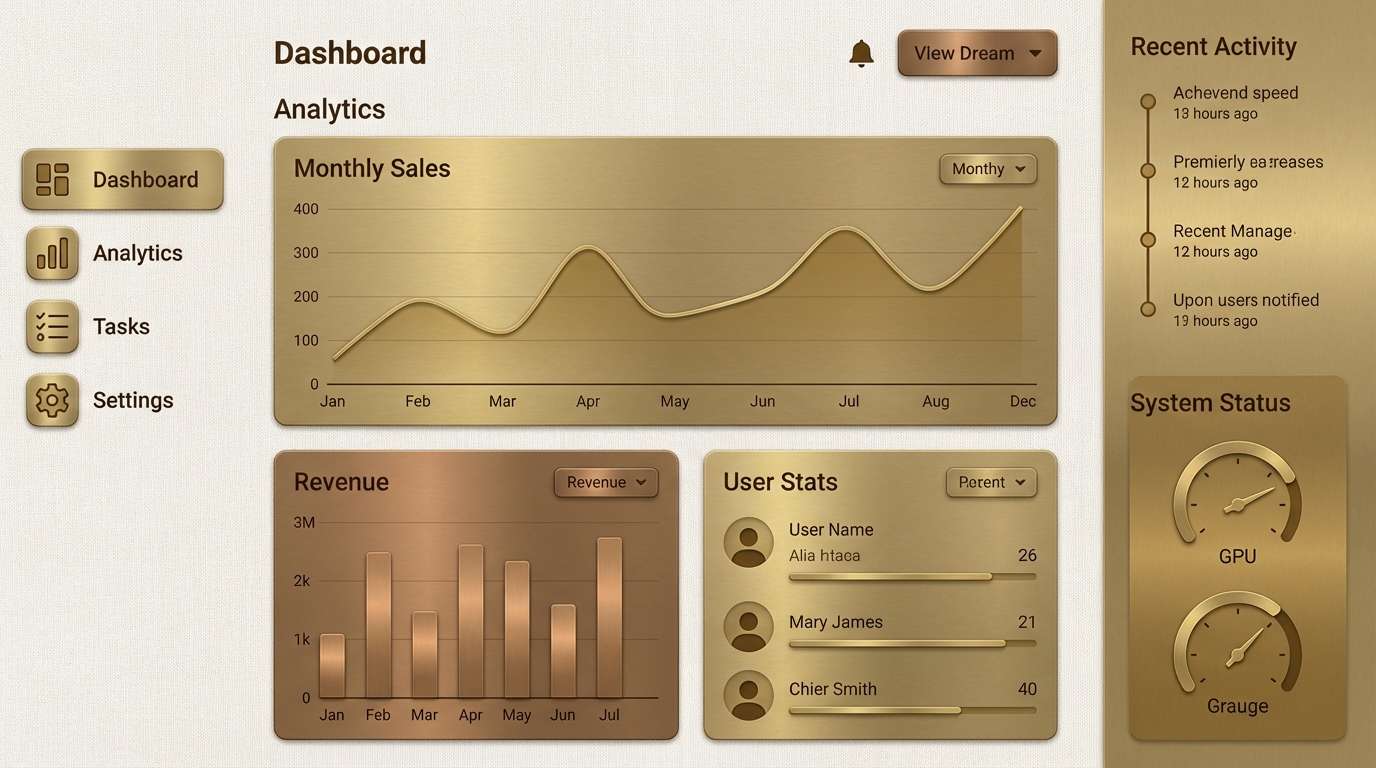 minimal brass dashboard ui