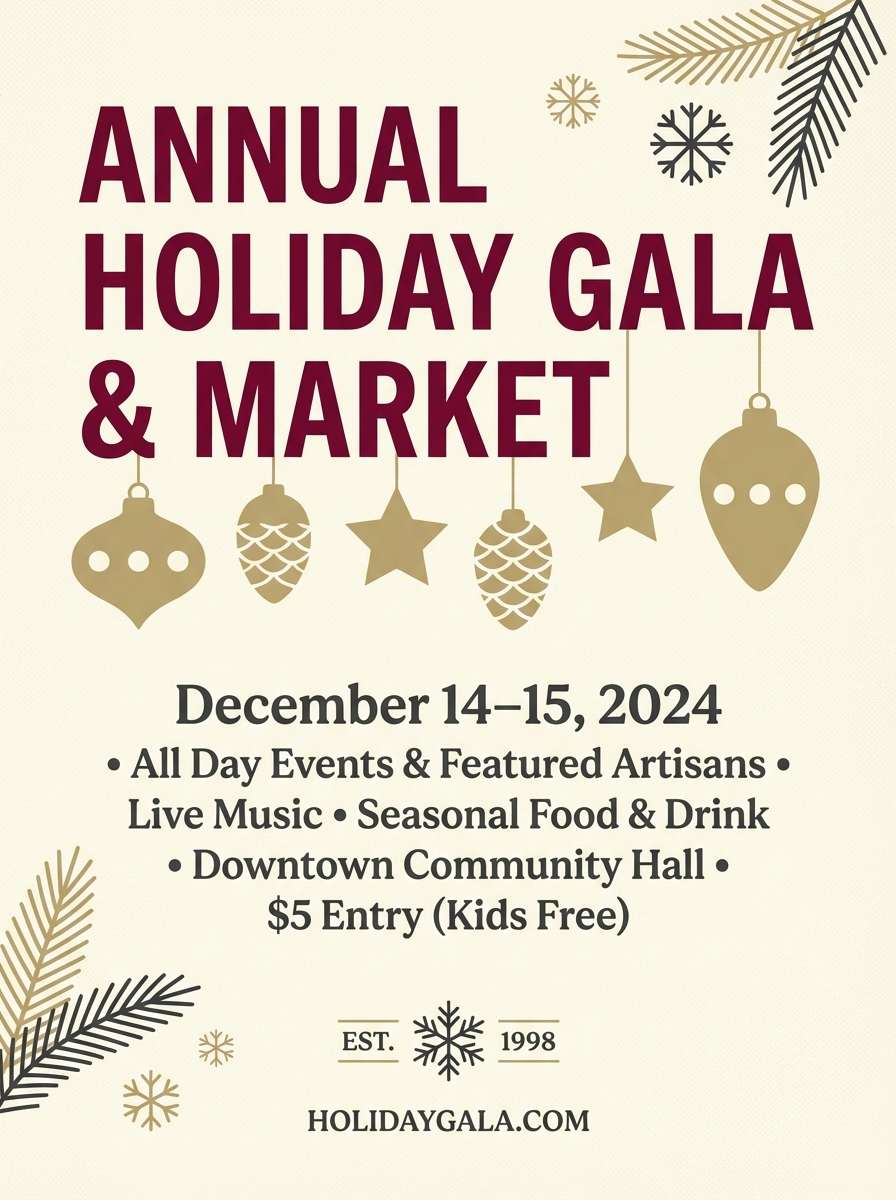 holiday flyer in burgundy gold