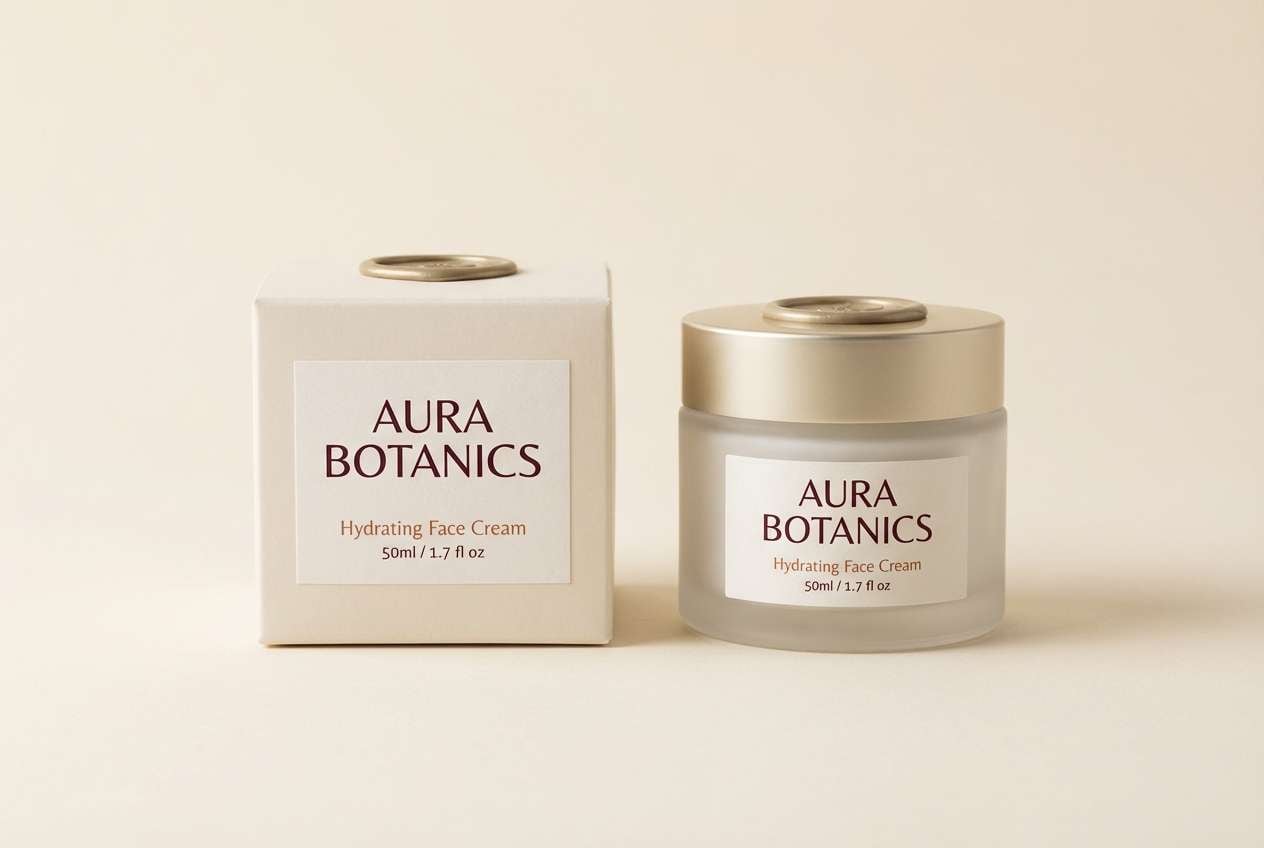 skincare packaging in warm luxe