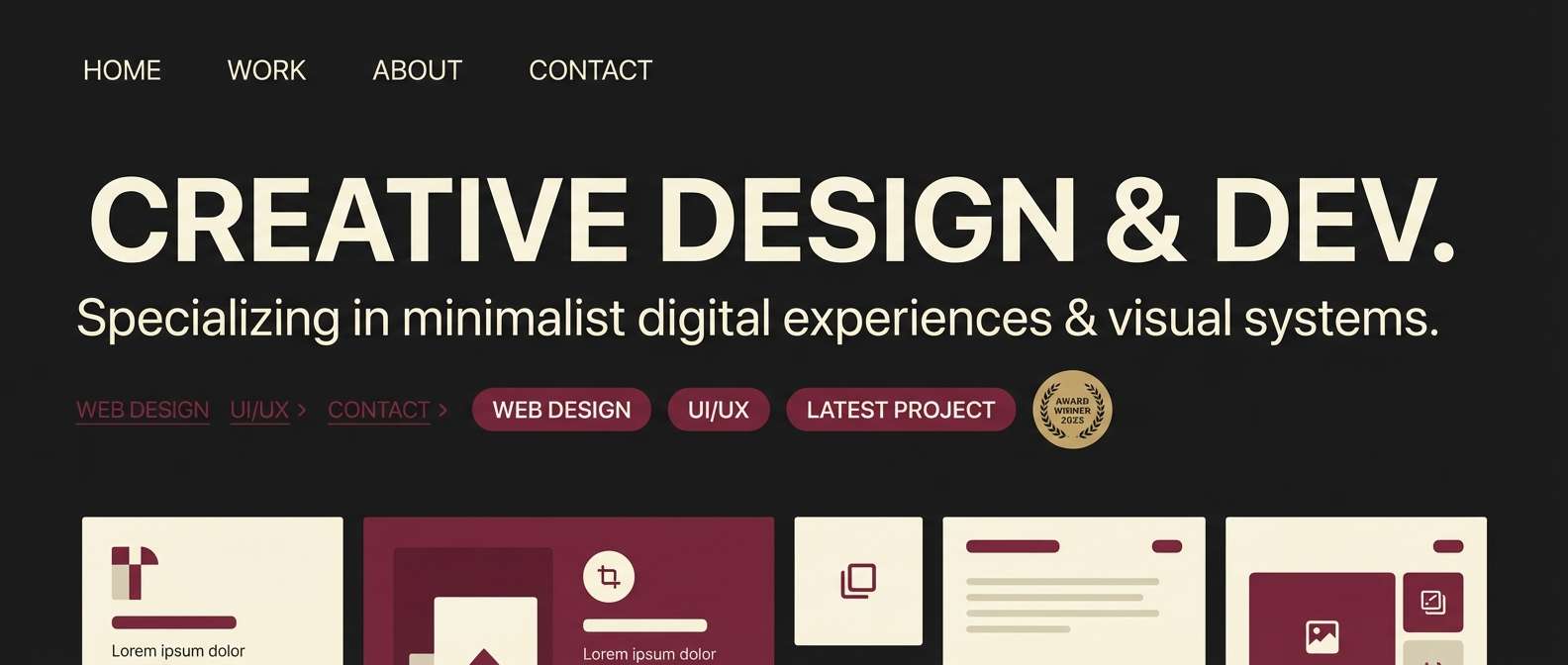 portfolio hero in dark luxe