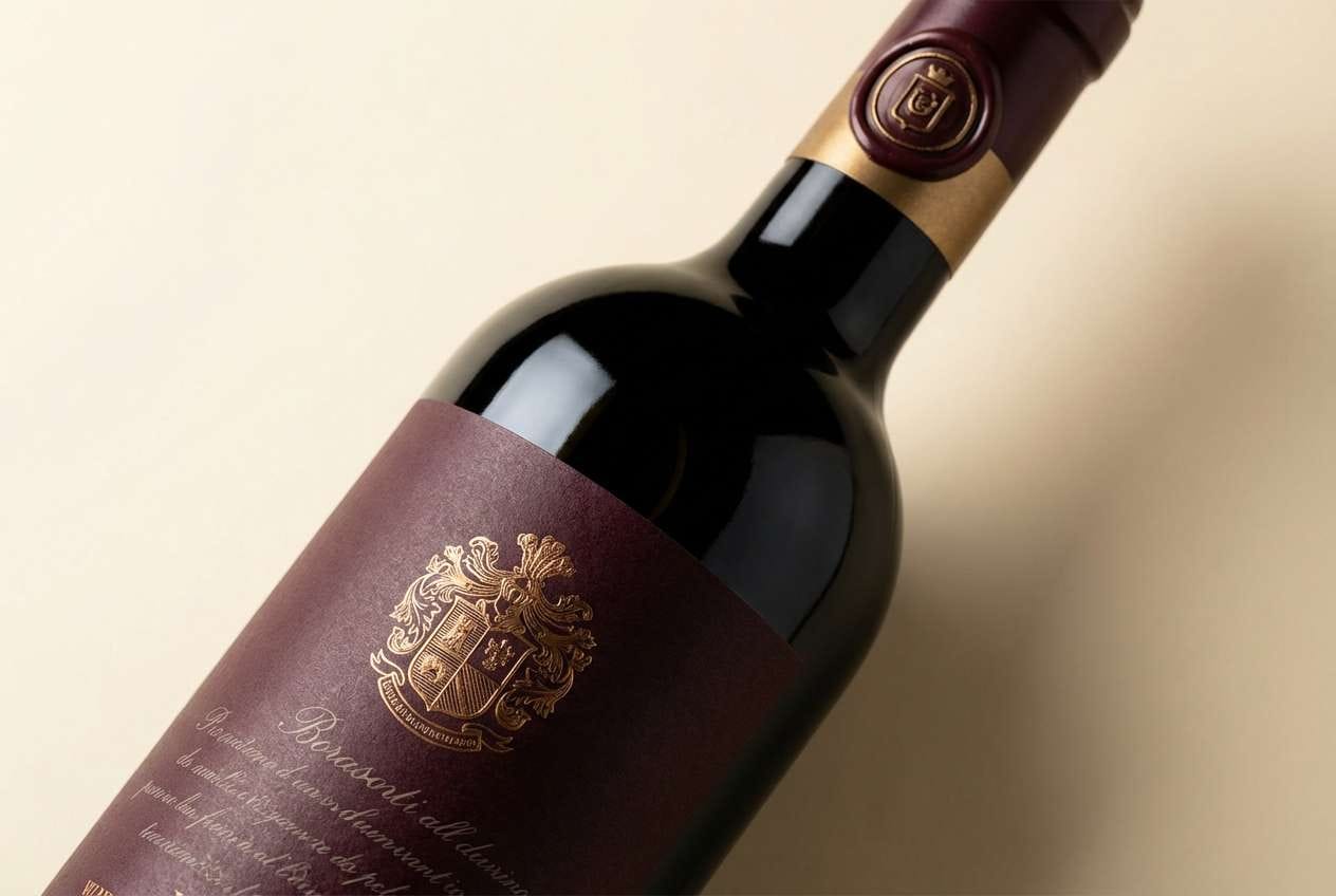 premium wine label in burgundy