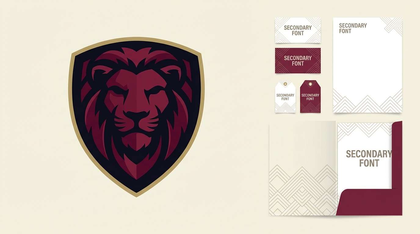 crest branding in burgundy gold