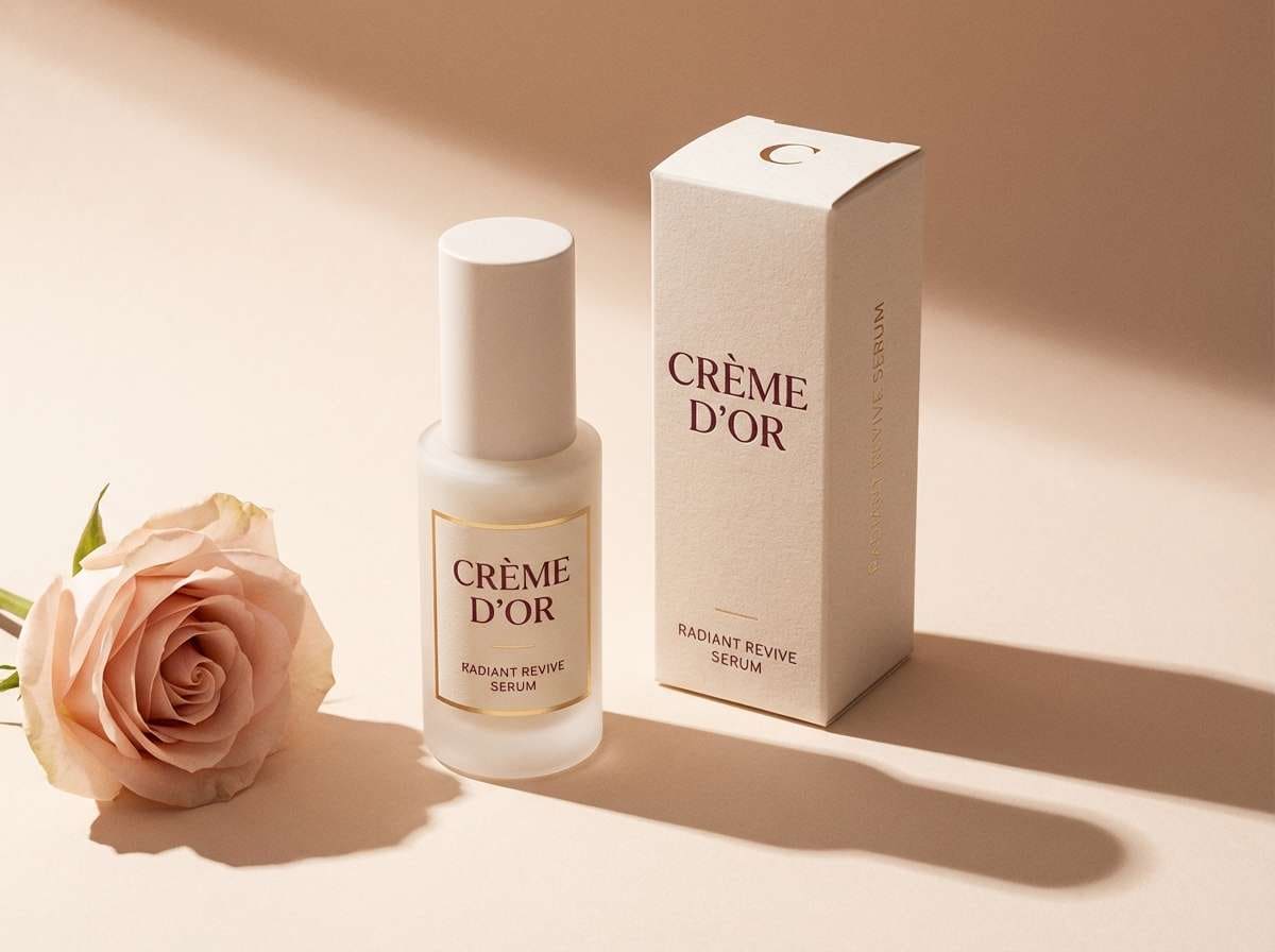 beauty ad in burgundy and gold