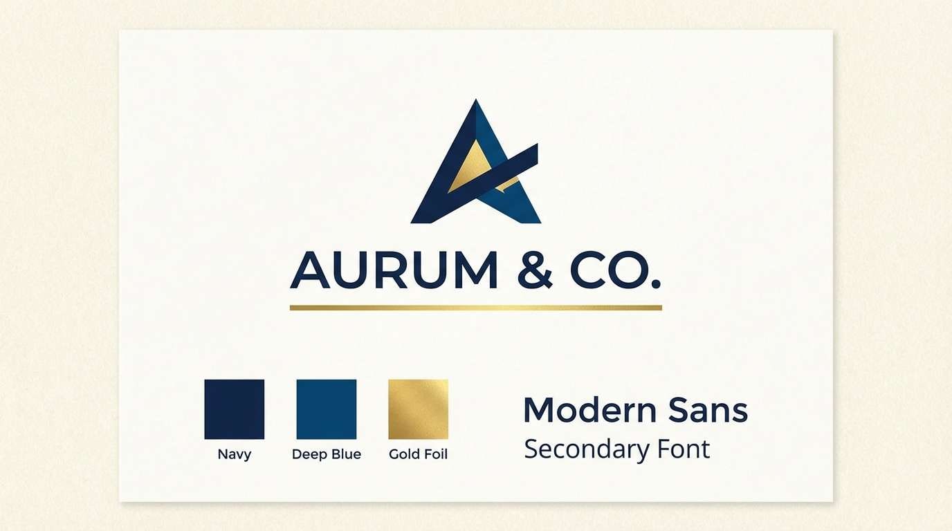 navy and gold brand sheet