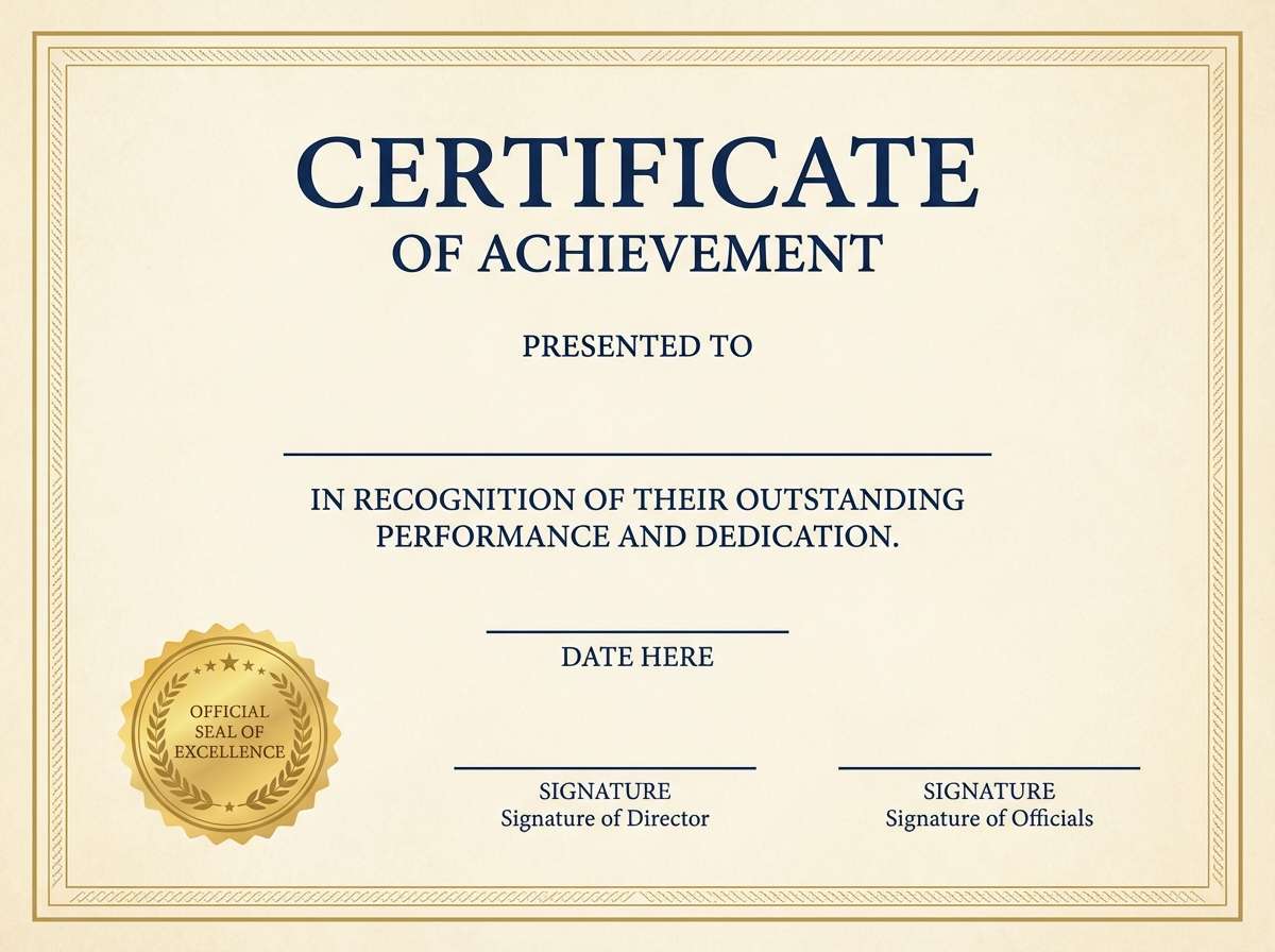 certificate navy gold seal