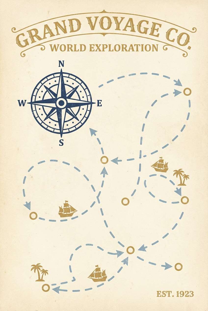 vintage navy gold poster