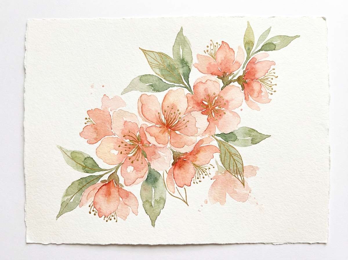 peach botanical watercolor