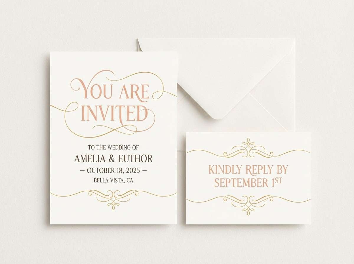 blush wedding invite design