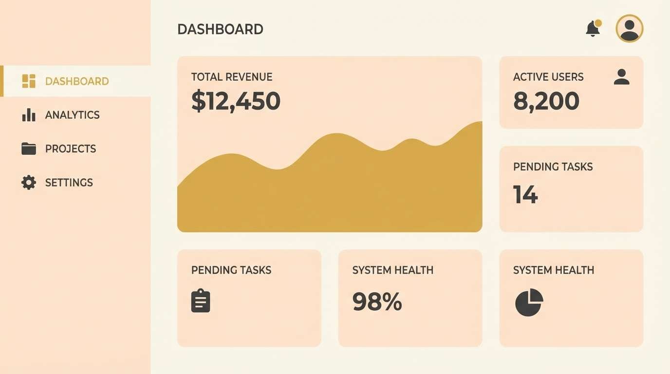 warm dashboard ui mockup