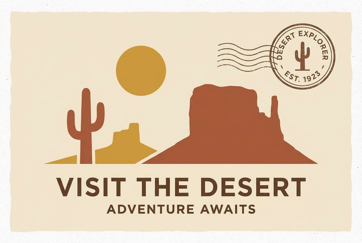 desert travel postcard design