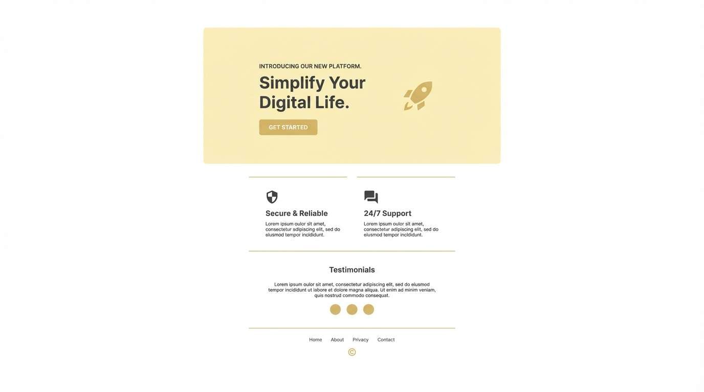 minimal landing page ui
