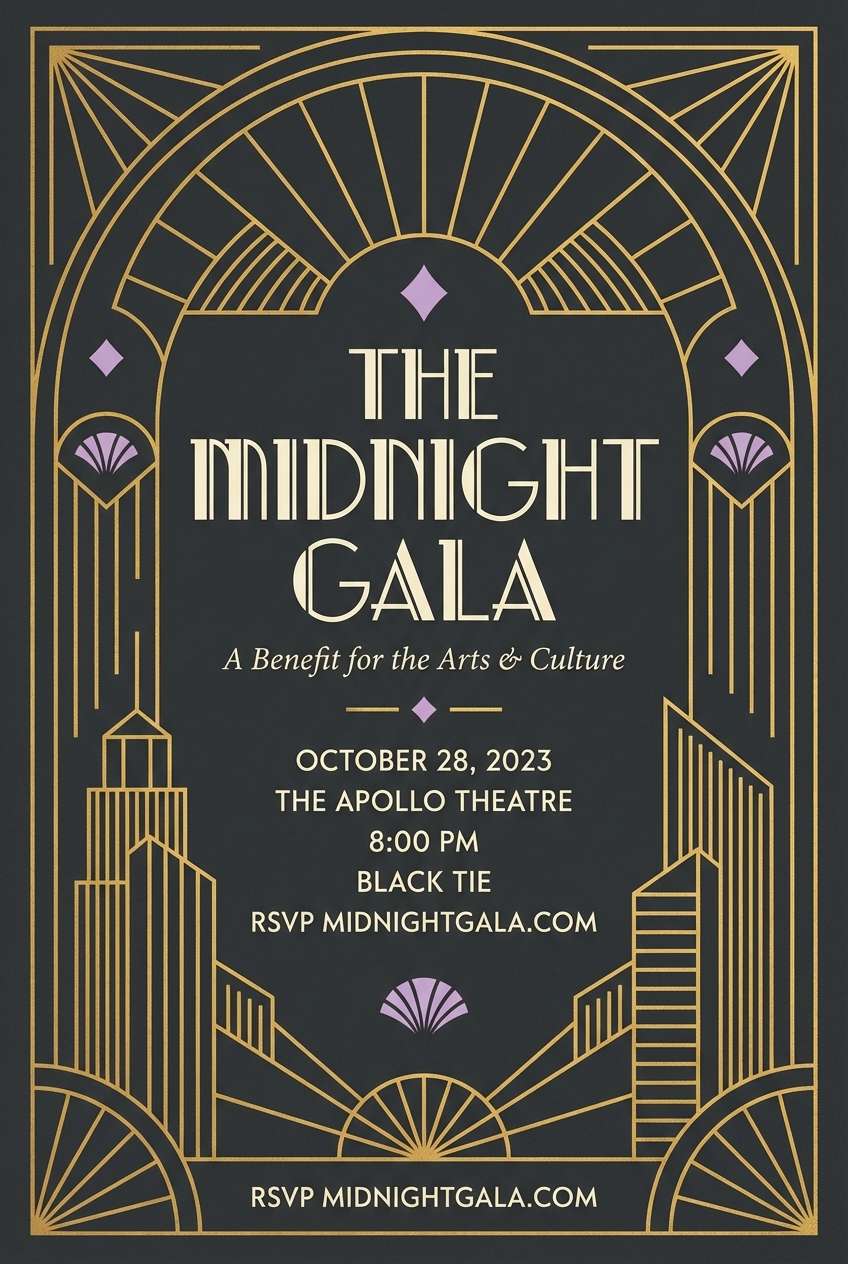 art deco invitation poster