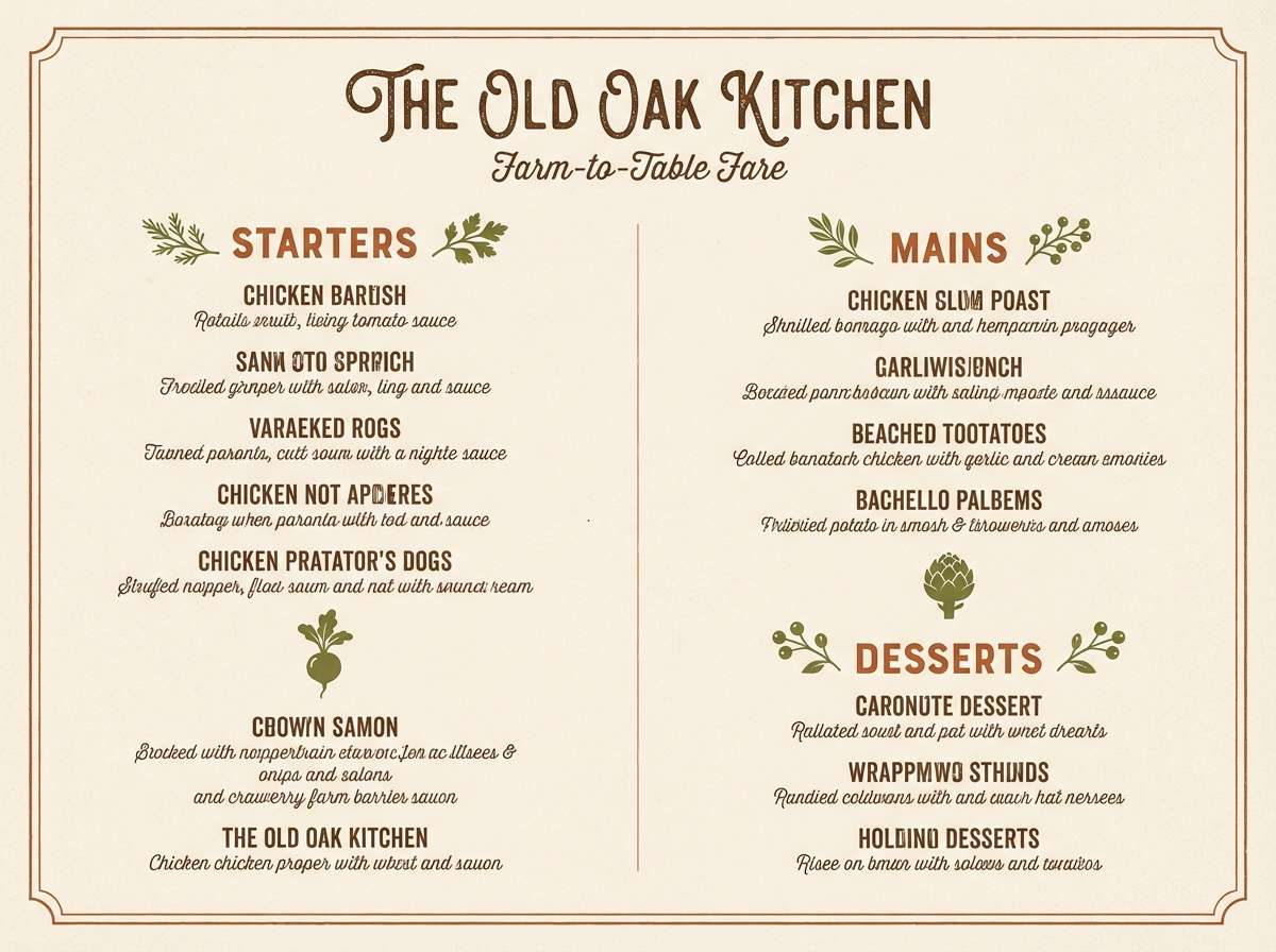 farm menu design