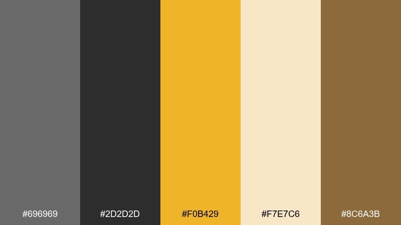 golden hour asphalt dim gray color palette with hex codes
