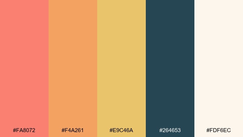 golden hour editorial salmon color palette with hex codes